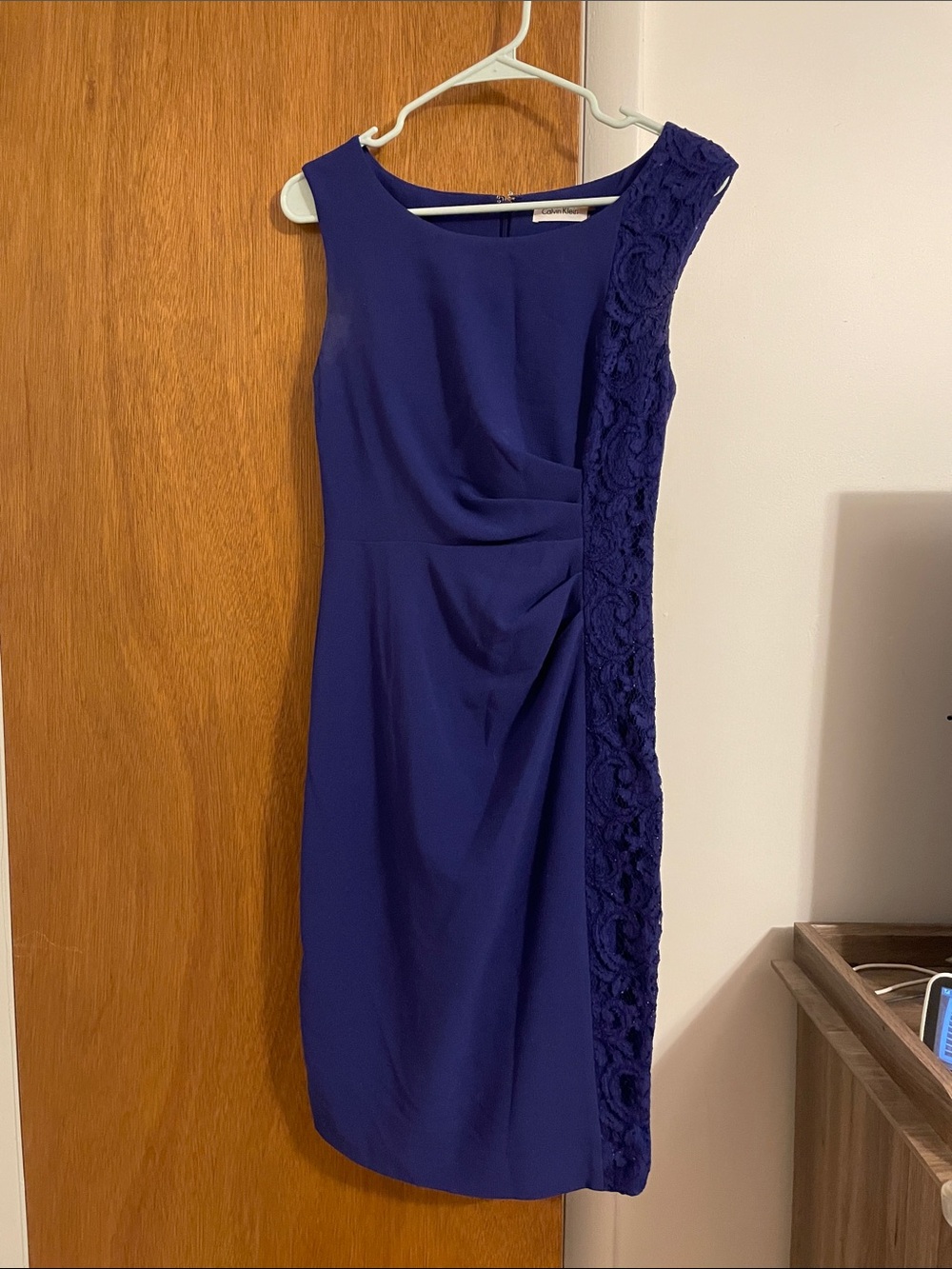 Calvin Klein One-Shoulder Sheath Dress in Deep Purple